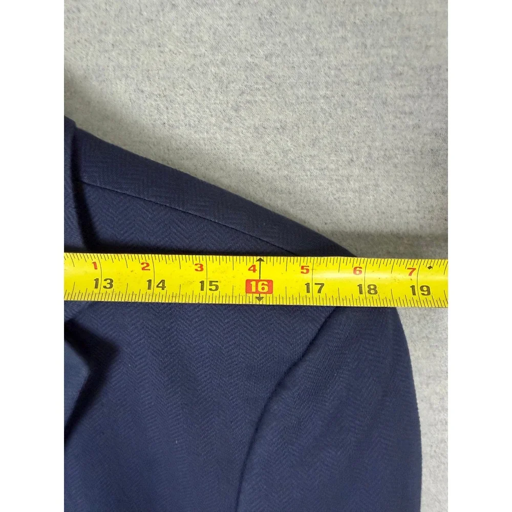 Tom James RC Royal Classic Navy Blue Herringbone Blazer Sport Coat Mens 42 Large